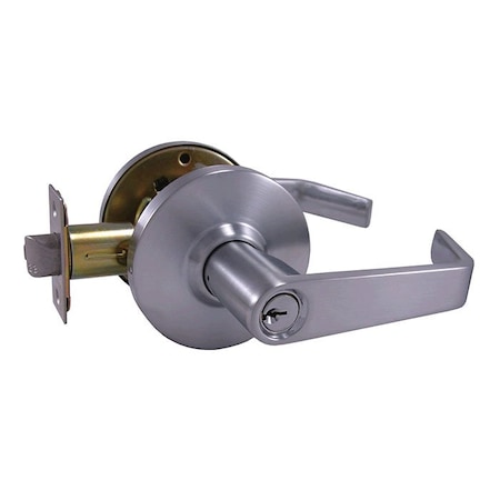 Grade 2 Cylindrical Lock, 86-Storeroom, F-Flat Lever, Round Rose, Satin Chrome, 2-3/4 Inch Backset,